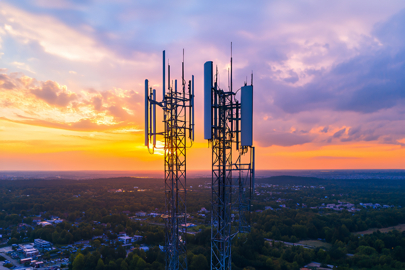 Cell tower over land